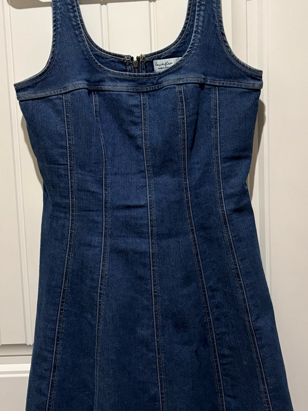 love, Fire Dark Blue Denim Midi Tank Dress